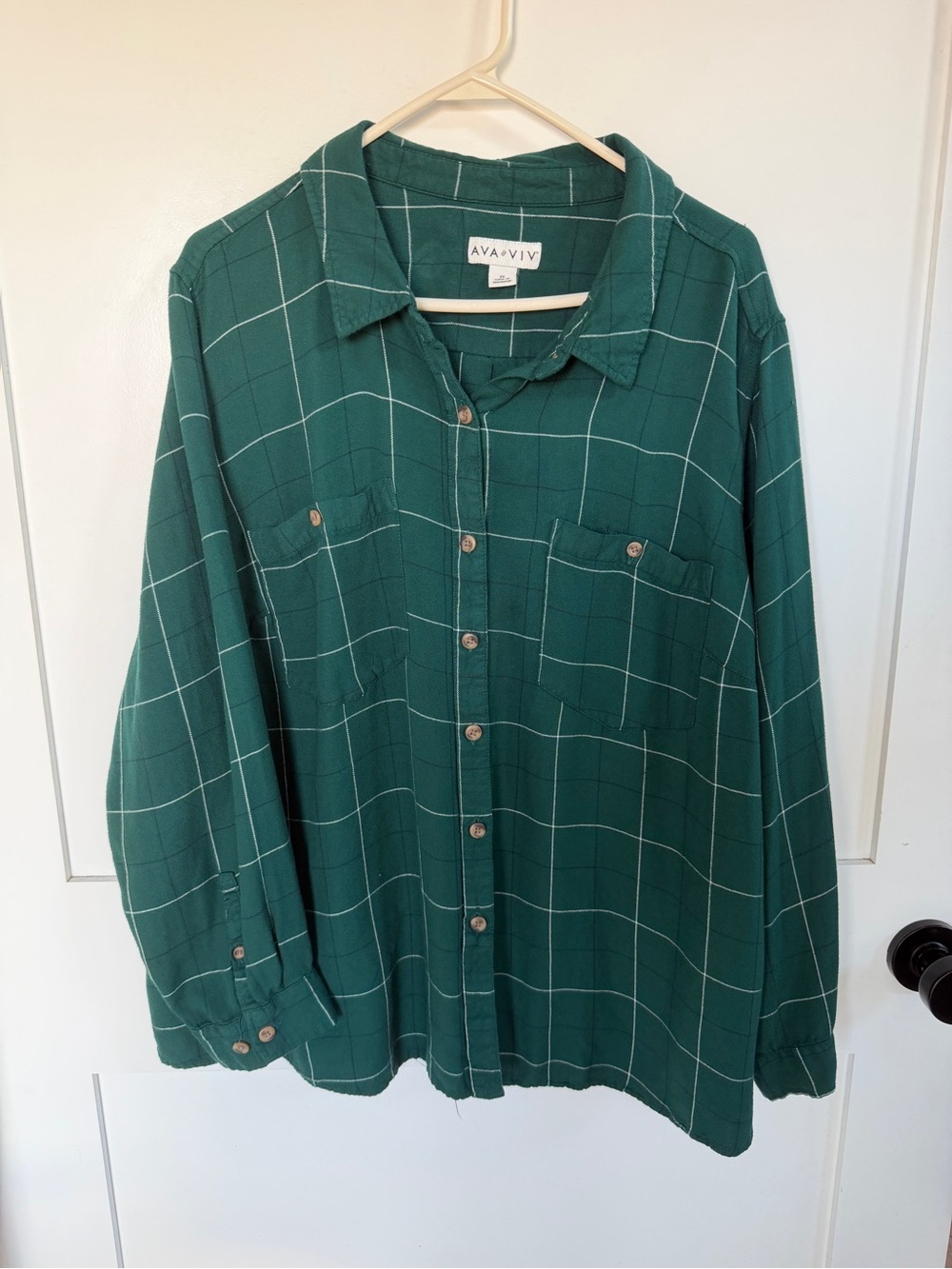 Ava & Viv Dark Green  Button-Up Shirt 2X